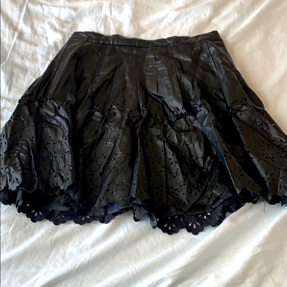 Leather flare skirt